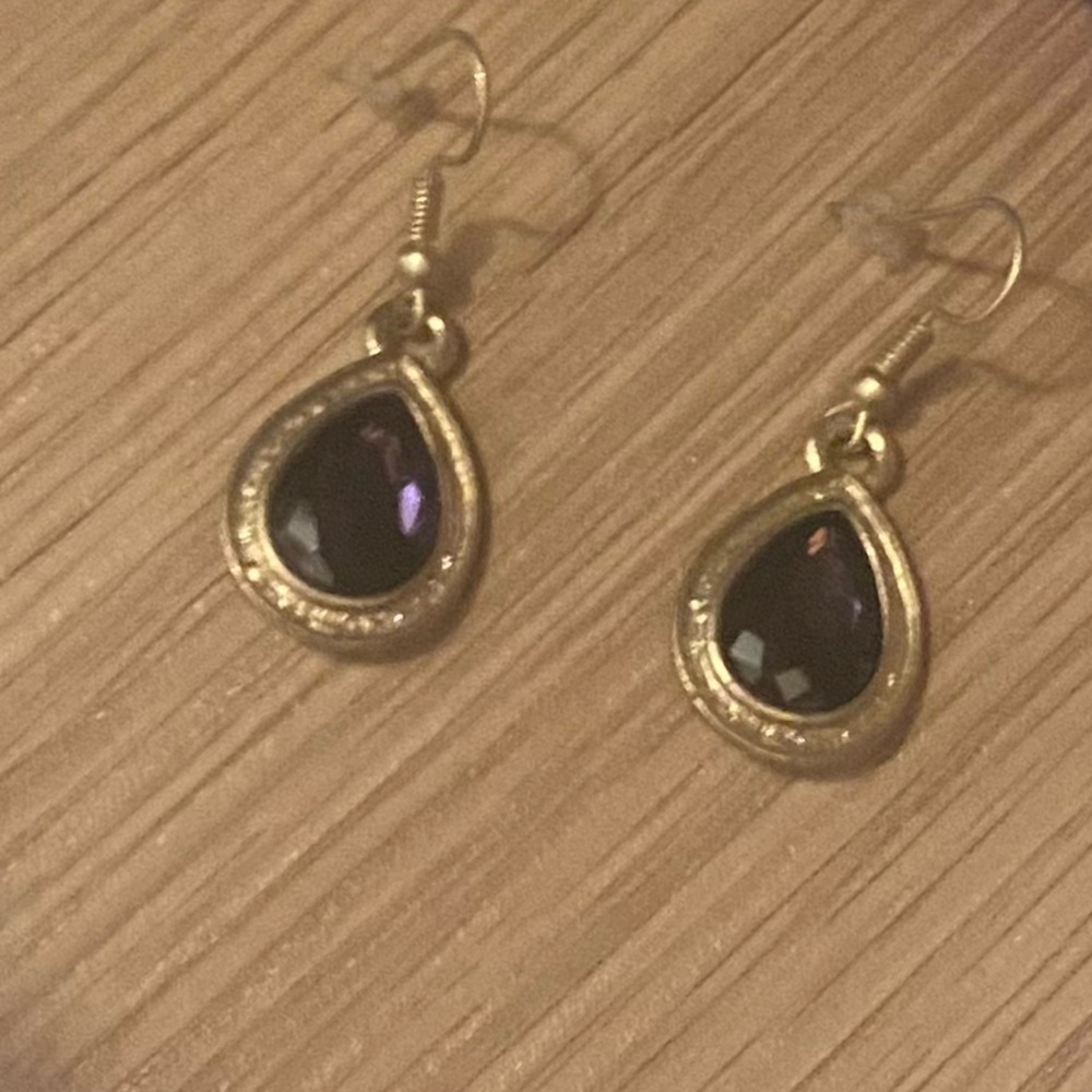 Purple & Gold Statement Jewelry Set – Braided Necklace + Teardrop Gem Earrings - Picture 6 of 6